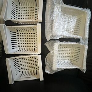 Stackable White Storage Baskets